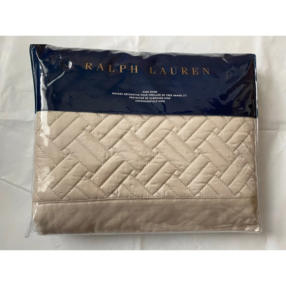 Ralph Lauren home Greenwich 300 Thread Count Sateen King Sham Vintage Silver NEW